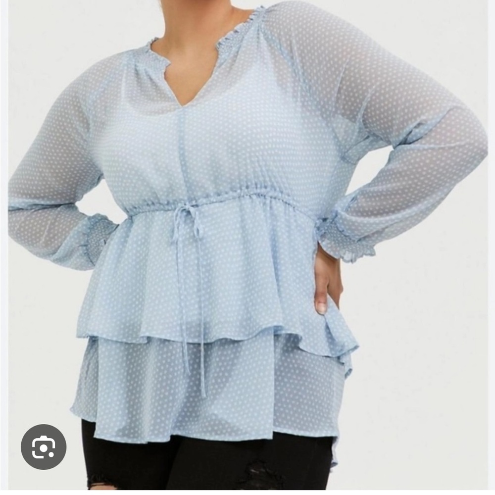 Torrid Sheer Chiffon Polka Dot Blouse